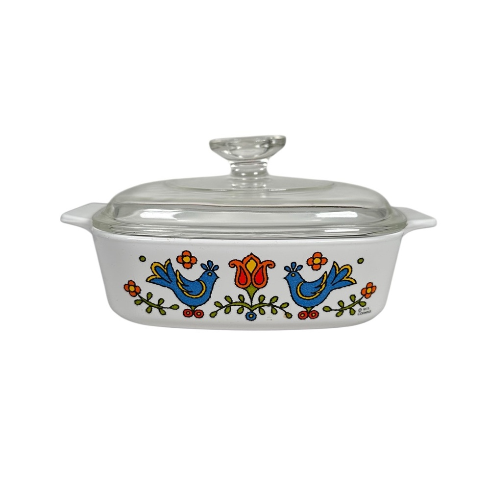 VINTAGE 1975 CORNING WARE Bluebird Of Happiness 1 Qt Casserole Dish with Lid - Picture 10 of 10